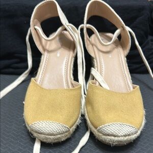 Yellow Espadrilles with Ankle Strap and Jute Sole